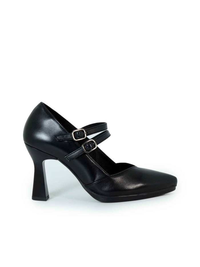 ZAPATO DE SALÓN CON DOBLE HEBILLA DESIREE SAGA 9 NEGRO