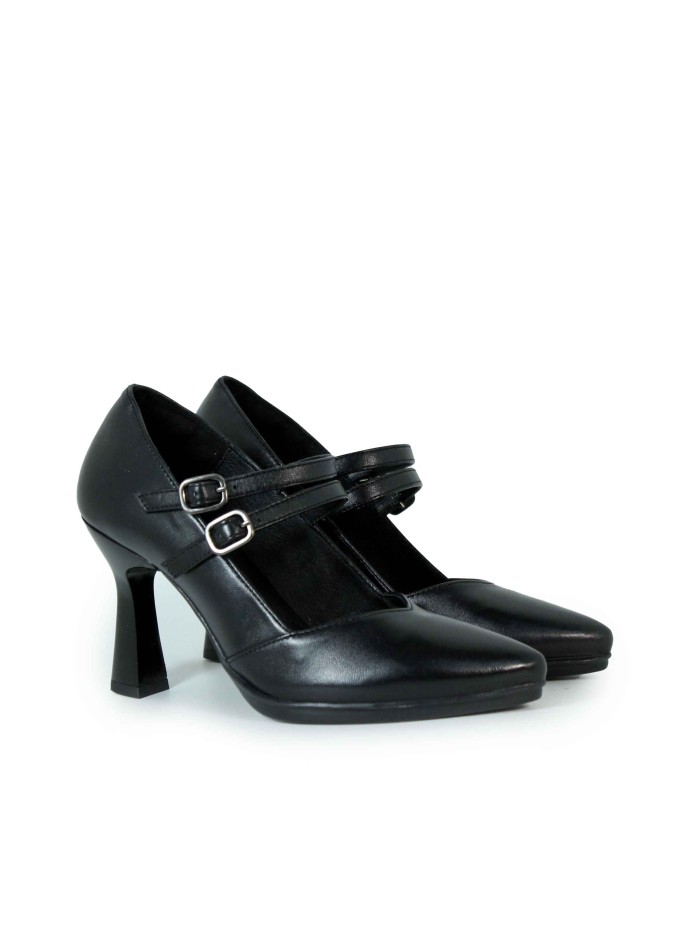 ZAPATO DE SALÓN CON DOBLE HEBILLA DESIREE SAGA 9 NEGRO