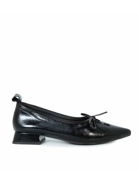 ZAPATO BAILARINA DE PIEL CON LAZO DESIREE VIENA 12 NEGRO