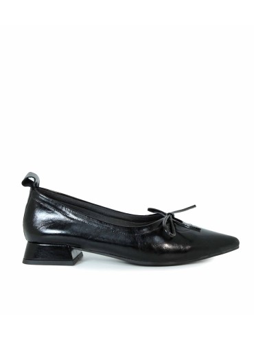 ZAPATO BAILARINA DE PIEL CON LAZO DESIREE VIENA 12 NEGRO