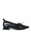 ZAPATO BAILARINA DE PIEL CON LAZO DESIREE VIENA 12 NEGRO