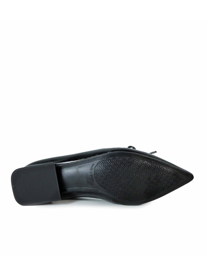 ZAPATO BAILARINA DE PIEL CON LAZO DESIREE VIENA 12 NEGRO
