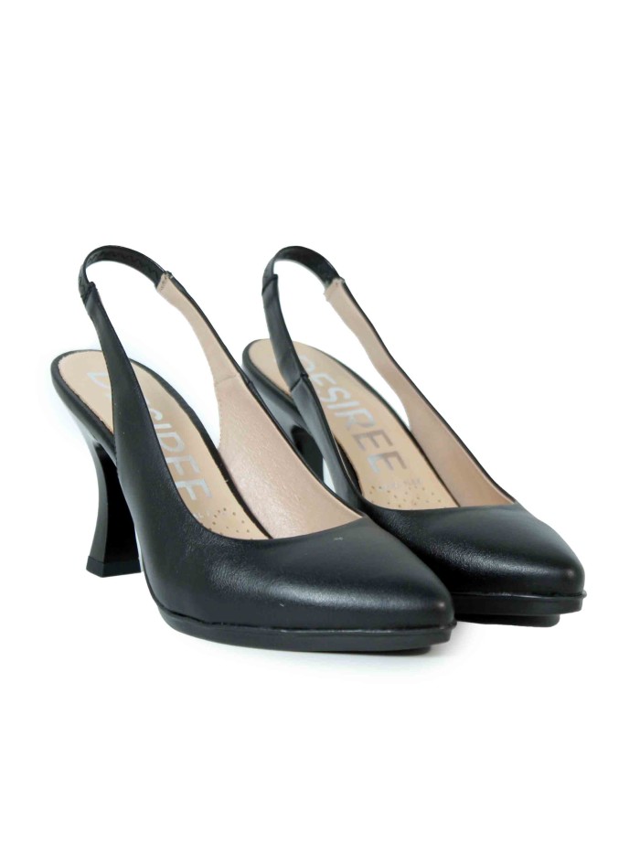 ZAPATO DE TACÓN DESTALONADO EN PIEL DESIREE SAMI 1 NEGRO