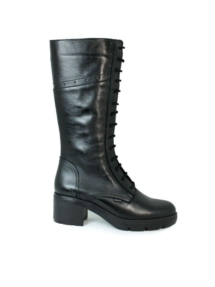 BOTAS ESTILO MILITAR CON TACÓN MEDIO FLUCHOS F2245 NEGRO