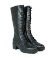 BOTAS ESTILO MILITAR CON TACÓN MEDIO FLUCHOS F2245 NEGRO