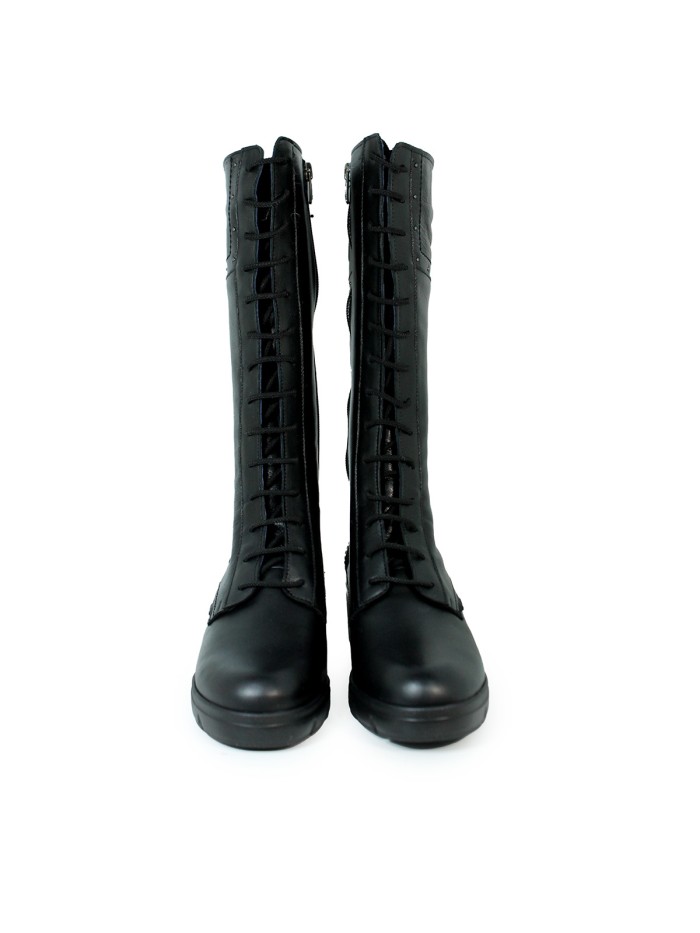 BOTAS ESTILO MILITAR CON TACÓN MEDIO FLUCHOS F2245 NEGRO