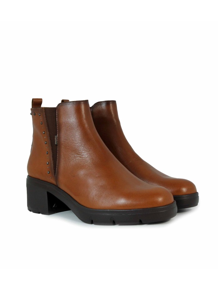 BOTÍN DE PIEL CON TACÓN MEDIO FLUCHOS F2109 CUERO