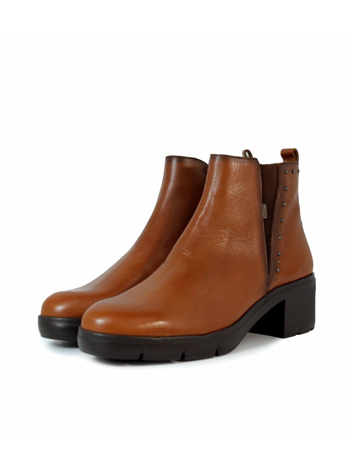 BOTÍN DE PIEL CON TACÓN MEDIO FLUCHOS F2109 CUERO