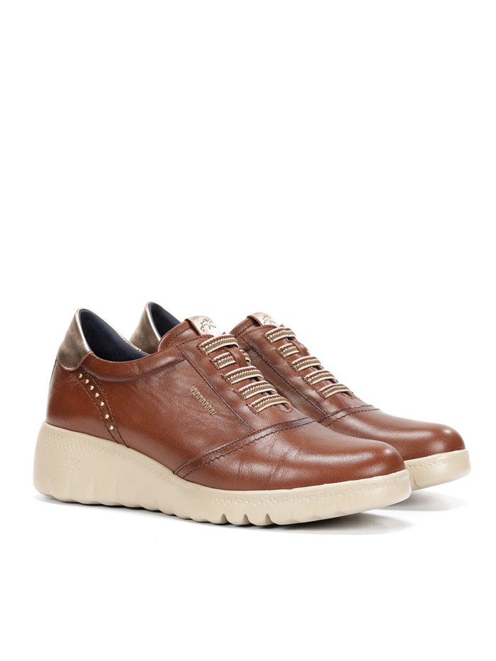 ZAPATO SPORT MUJER DE PIEL FLUCHOS LIVE F2096 MARRÓN
