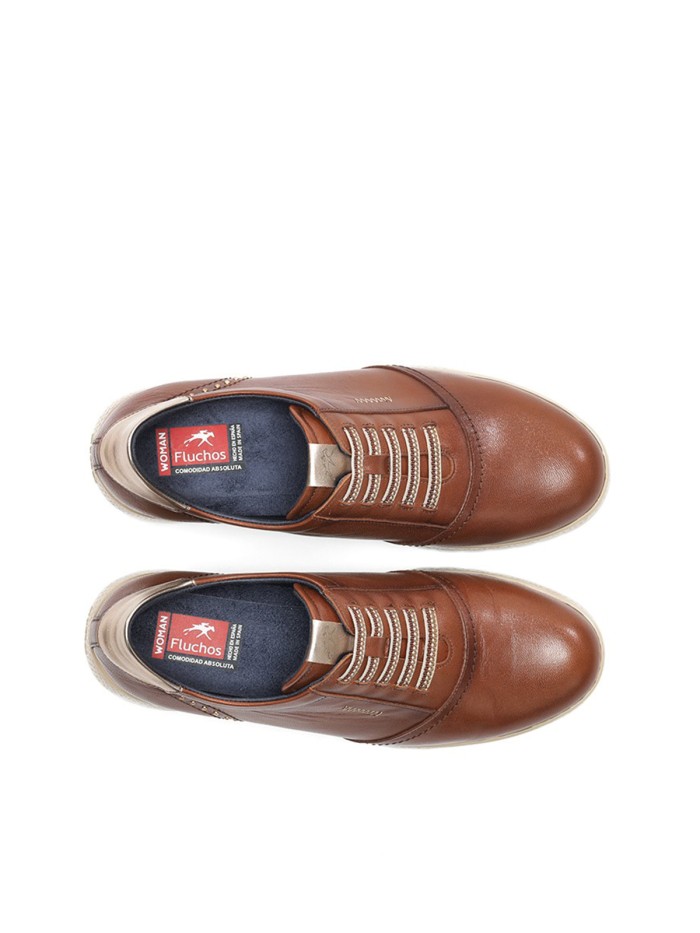 ZAPATO SPORT MUJER DE PIEL FLUCHOS LIVE F2096 MARRÓN