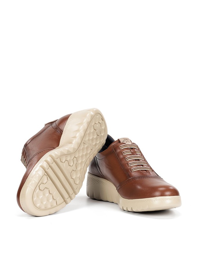 ZAPATO SPORT MUJER DE PIEL FLUCHOS LIVE F2096 MARRÓN