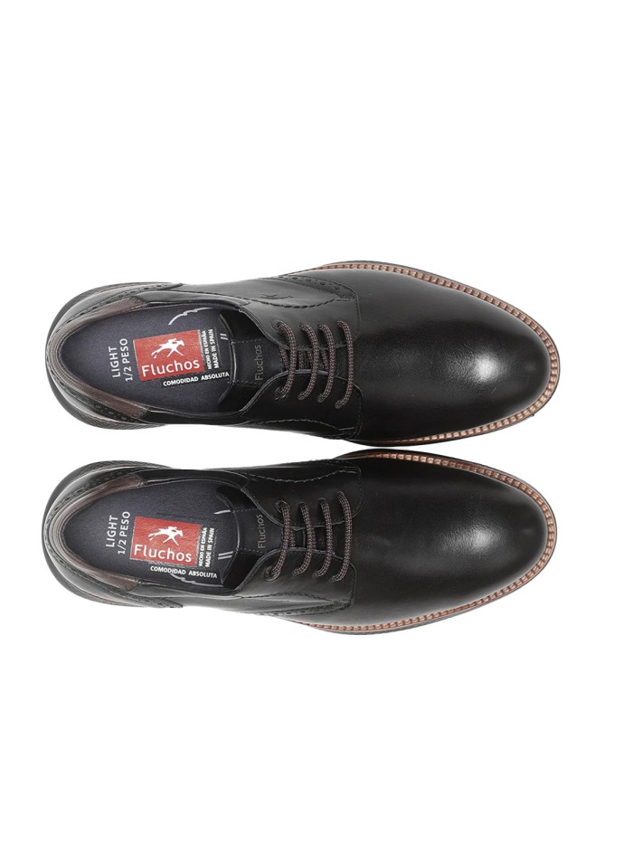 ZAPATO DE PIEL NEGRO CON CORDONES FLUCHOS WILLIAM F1351