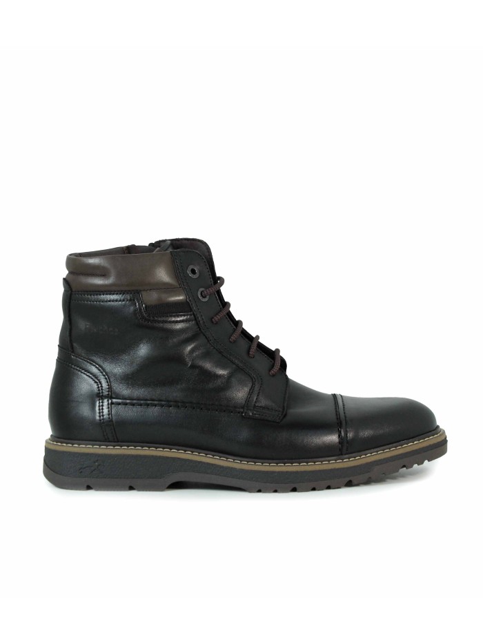 BOTÍN DE PIEL PLANOS CON CORDONES FLUCHOS F2322 NEGRO