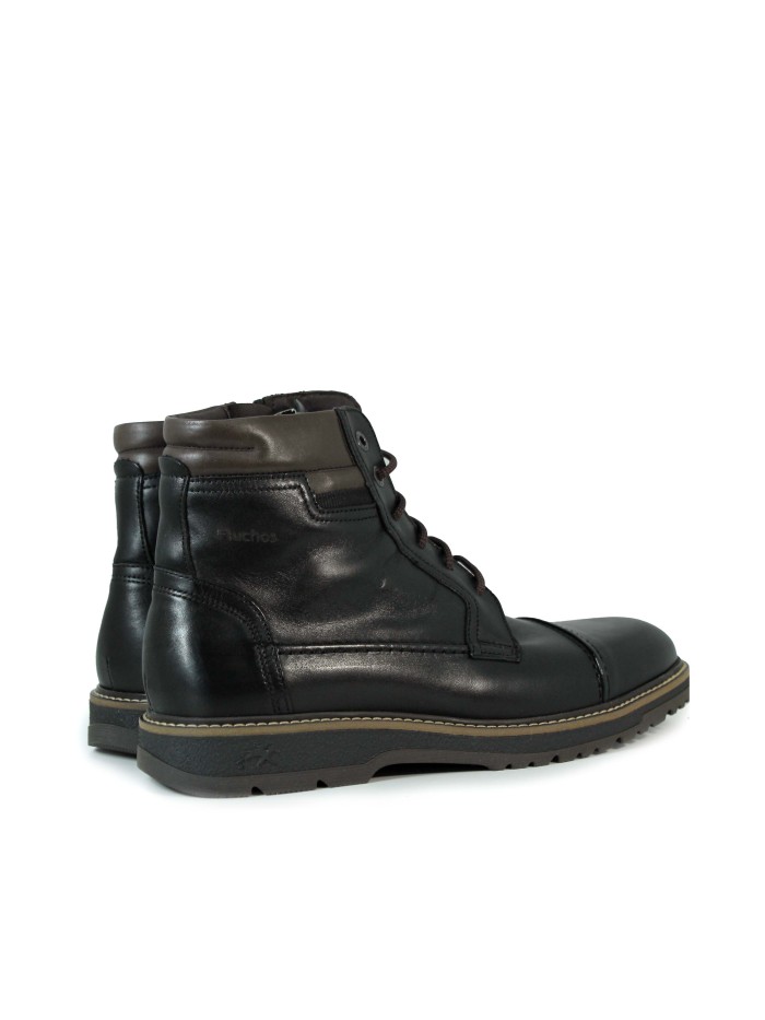 BOTÍN DE PIEL PLANOS CON CORDONES FLUCHOS F2322 NEGRO