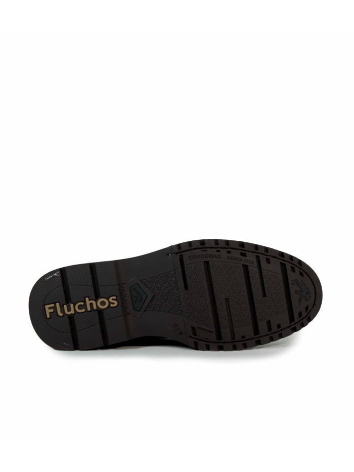 BOTÍN DE PIEL PLANOS CON CORDONES FLUCHOS F2322 NEGRO