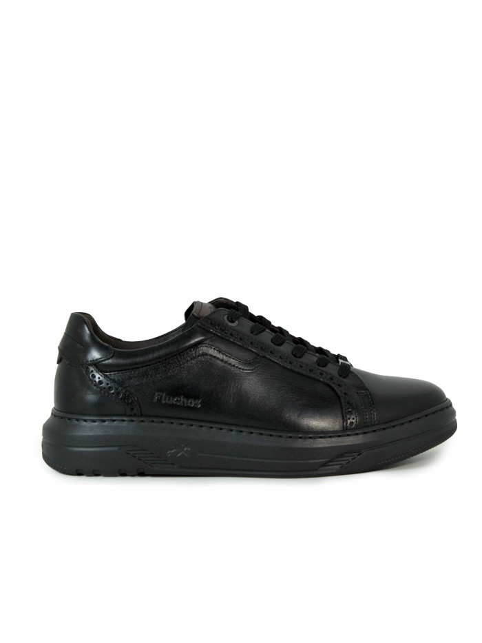 ZAPATILLAS CASUALES DE PIEL FLUCHOS F2134 NEGRO