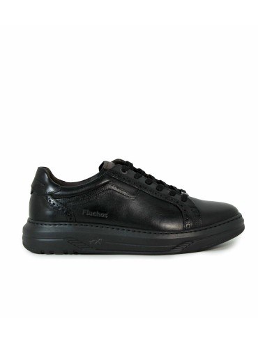 ZAPATILLAS CASUALES DE PIEL FLUCHOS F2134 NEGRO