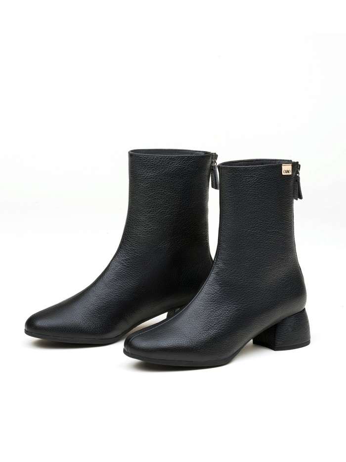 BOTINES DE PIEL DE MUJER CON TACÓN BAJO NEGRO GAIMO CHUCK