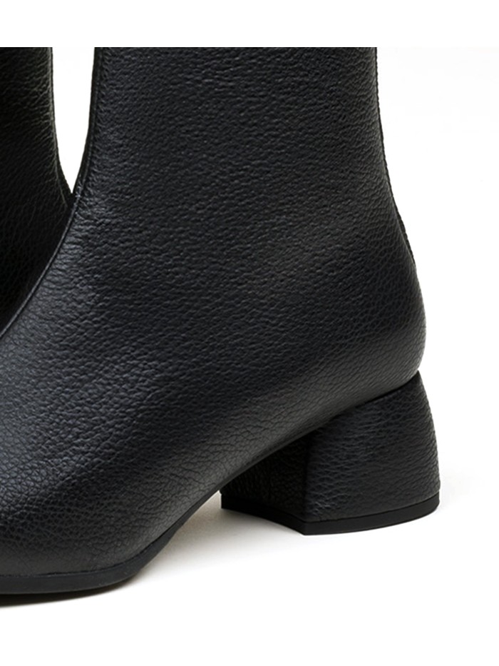 BOTINES DE PIEL DE MUJER CON TACÓN BAJO NEGRO GAIMO CHUCK