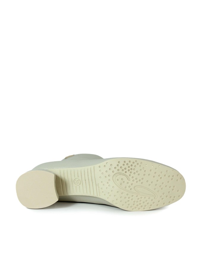BOTINES DE PIEL DE MUJER CON TACÓN BAJO BEIGE GAIMO CHUCK