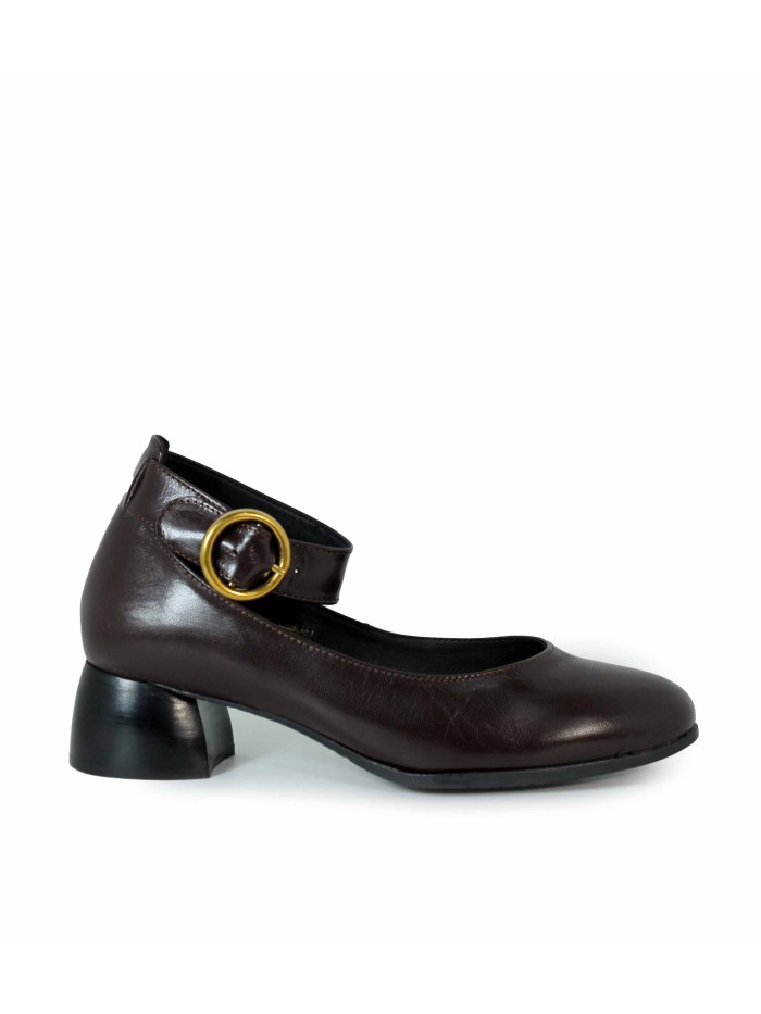 ZAPATO BAILARINA DE TACÓN BAJO GAIMO CHANTAL CHOCOLATE