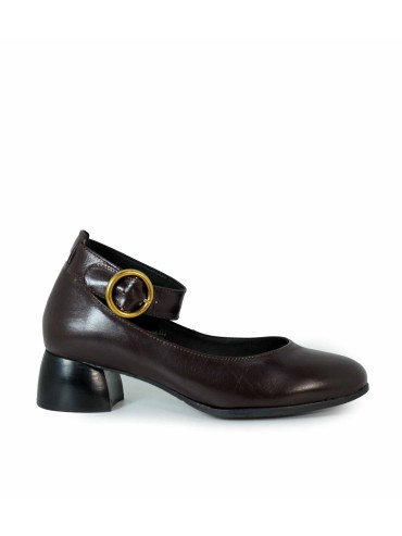 ZAPATO BAILARINA DE TACÓN BAJO GAIMO CHANTAL CHOCOLATE