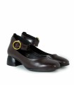 ZAPATO BAILARINA DE TACÓN BAJO GAIMO CHANTAL CHOCOLATE