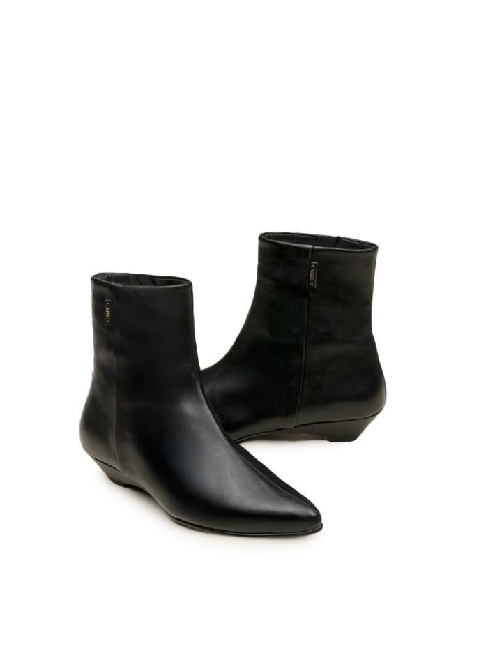 BOTINES DE PIEL DE MUJER CON TACÓN BAJO GAIMO MAGNOLIA NEGRO