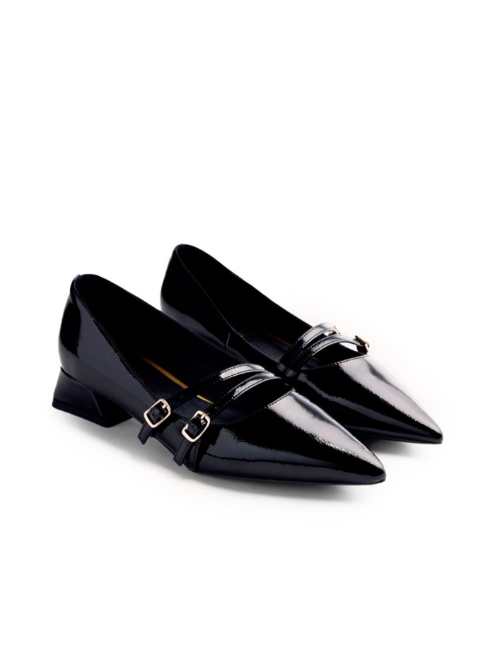ZAPATOS TACÓN BAJO ESTILO CHAROL GIOSEPPO LUCAN NEGRO