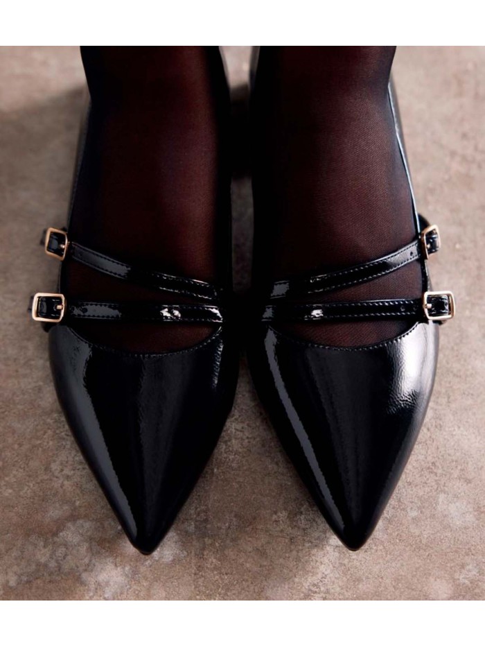 ZAPATOS TACÓN BAJO ESTILO CHAROL GIOSEPPO LUCAN NEGRO