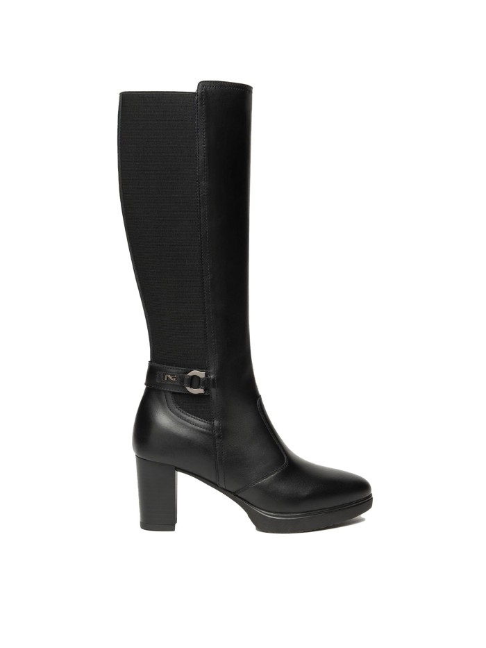 BOTAS DE PIEL TACÓN ALTO NERO GIARDINI 14600 NEGRO