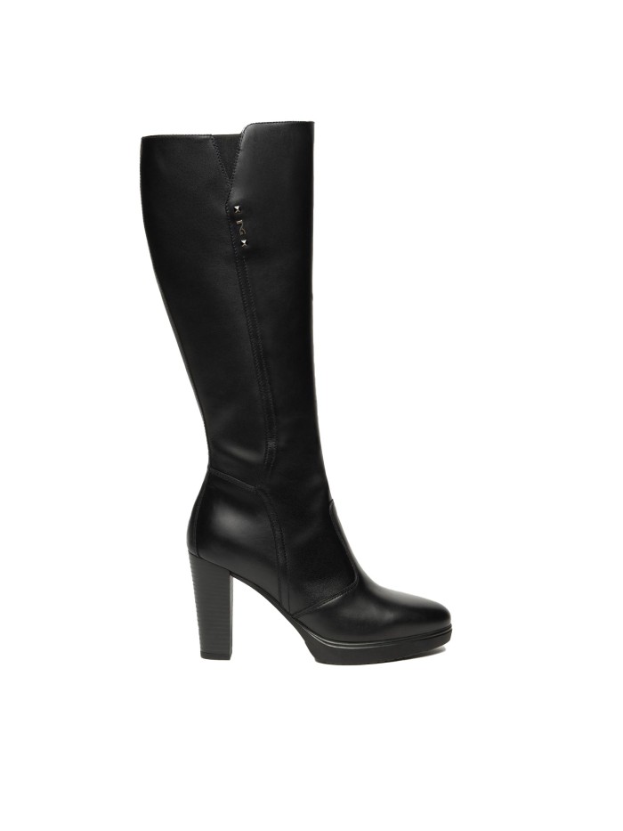 BOTAS DE PIEL TACÓN ALTO NERO GIARDINI 14610 NEGRO