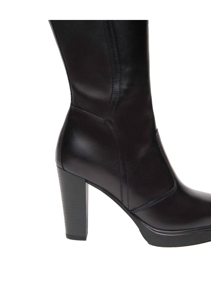 BOTAS DE PIEL TACÓN ALTO NERO GIARDINI 14610 NEGRO