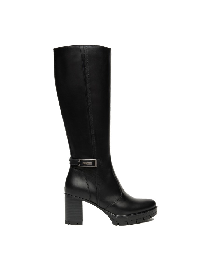 BOTAS DE PIEL TACÓN ALTO NERO GIARDINI 14855 NEGRO
