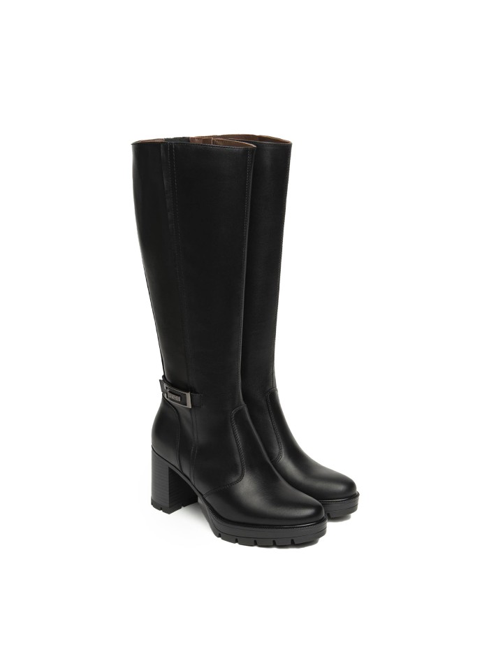 BOTAS DE PIEL TACÓN ALTO NERO GIARDINI 14855 NEGRO