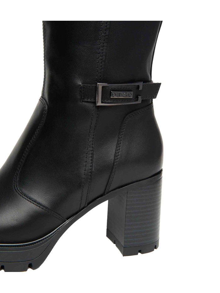 BOTAS DE PIEL TACÓN ALTO NERO GIARDINI 14855 NEGRO