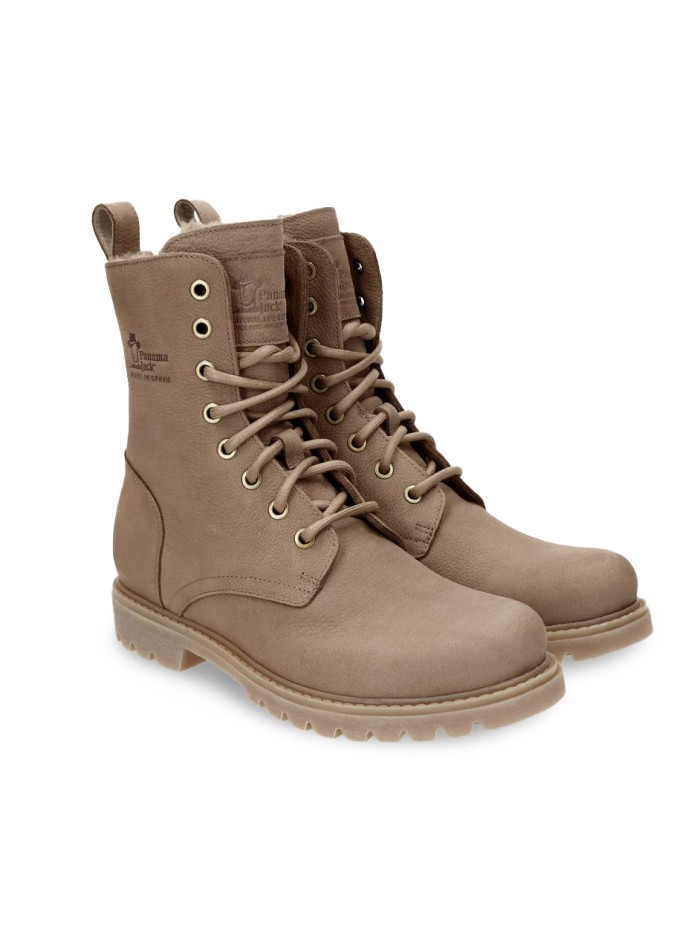 BOTAS PIEL MUJER CON FORRO DE PELO PANAMA JACK FRISIA B30 NAPA TAUPE