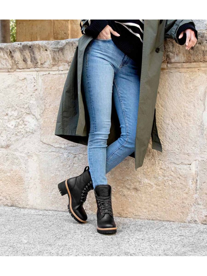 BOTAS DE PIEL CON FORRO INTERIOR DE PELO PANAMA JACK PADMA B11 NEGRO