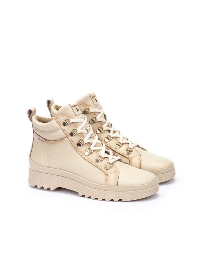 BOTÍN DE MUJER CON CORDONES BEIGE PIKOLINOS VIGO W3W-8564