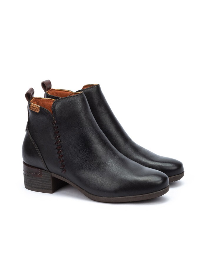 BOTINES NEGROS DE MUJER TACÓN CÓMODO PIKOLINOS MALAGA W6W-8950