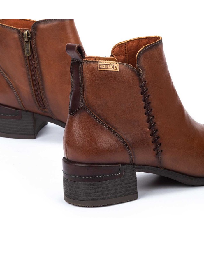 BOTINES DE MUJER CON TACÓN CÓMODO PIKOLINOS MALAGA MALAGA W6W-8950 CUERO