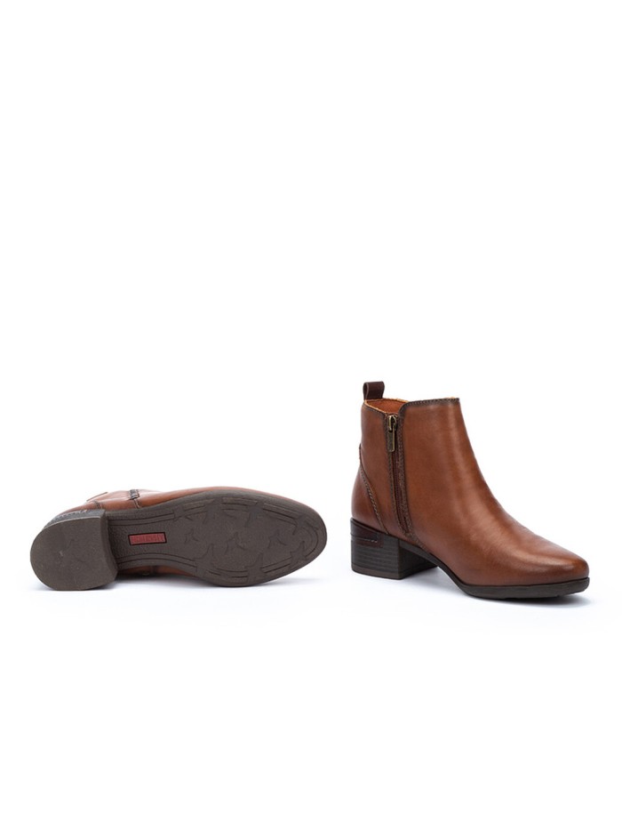 BOTINES DE MUJER CON TACÓN CÓMODO PIKOLINOS MALAGA MALAGA W6W-8950 CUERO