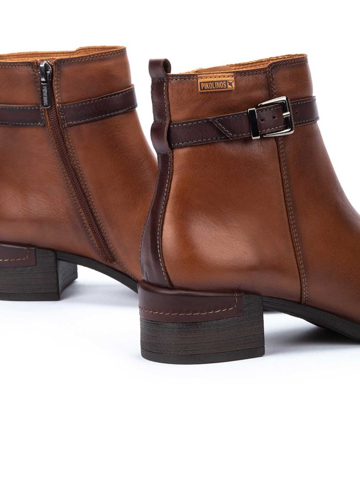 BOTINES DE MUJER CON TACÓN CÓMODO PIKOLINOS MALAGA W6W-8622C1 CUERO