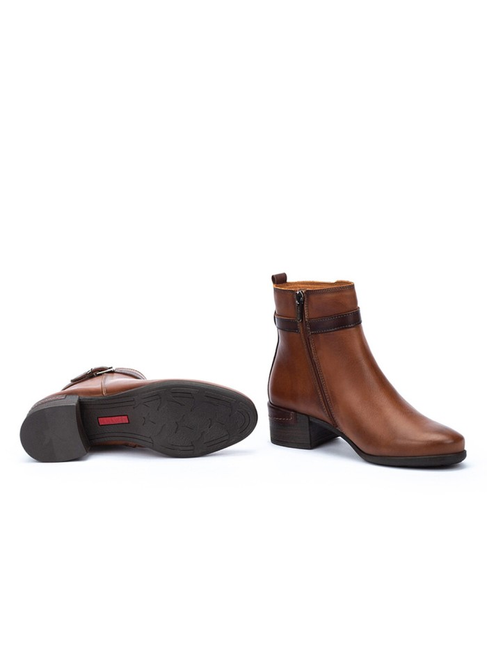 BOTINES DE MUJER CON TACÓN CÓMODO PIKOLINOS MALAGA W6W-8622C1 CUERO