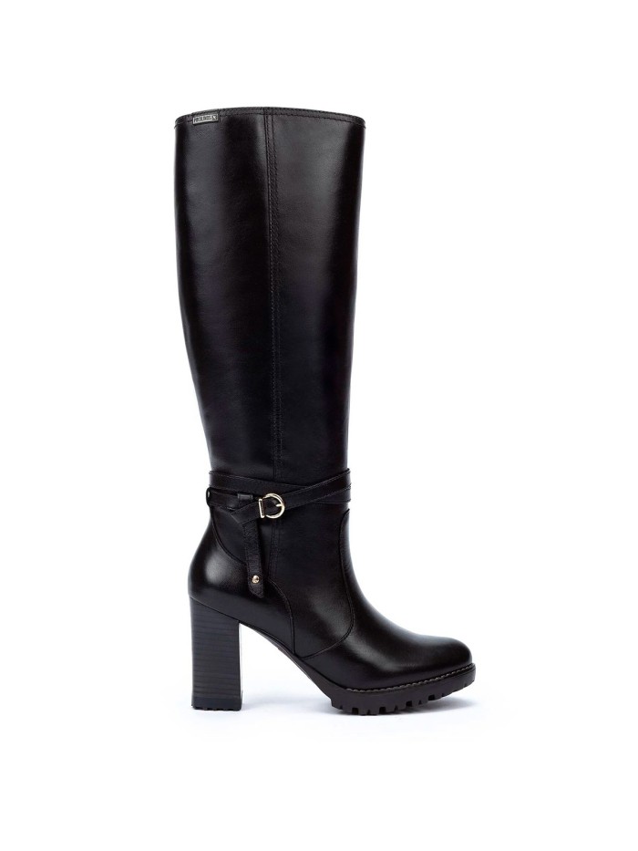 BOTAS DE TACÓN DE CAÑA ALTA MUJER PIKOLINOS CONNELLY W7M-9584 NEGRO