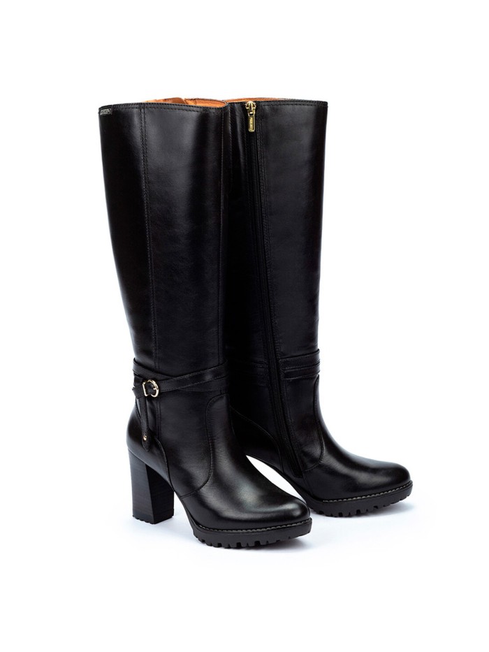 BOTAS DE TACÓN DE CAÑA ALTA MUJER PIKOLINOS CONNELLY W7M-9584 NEGRO