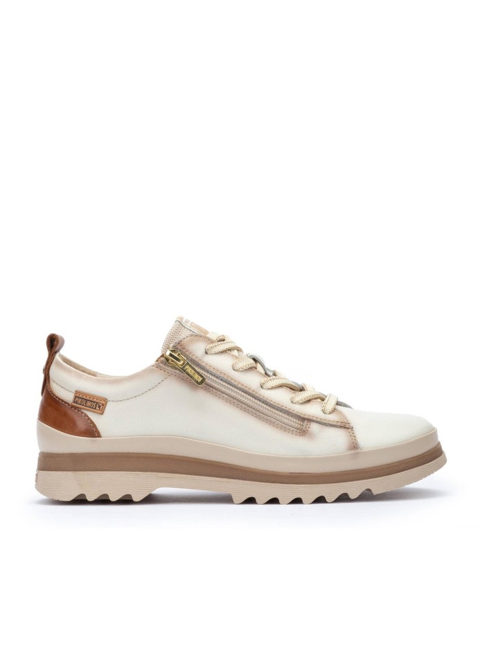 ZAPATOS DE MUJER CON CORDONES Y CREMALLERA BEIGE PIKOLINOS VIGO W3W-6979C1