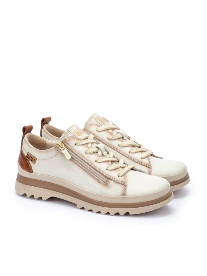 ZAPATOS DE MUJER CON CORDONES Y CREMALLERA BEIGE PIKOLINOS VIGO W3W-6979C1