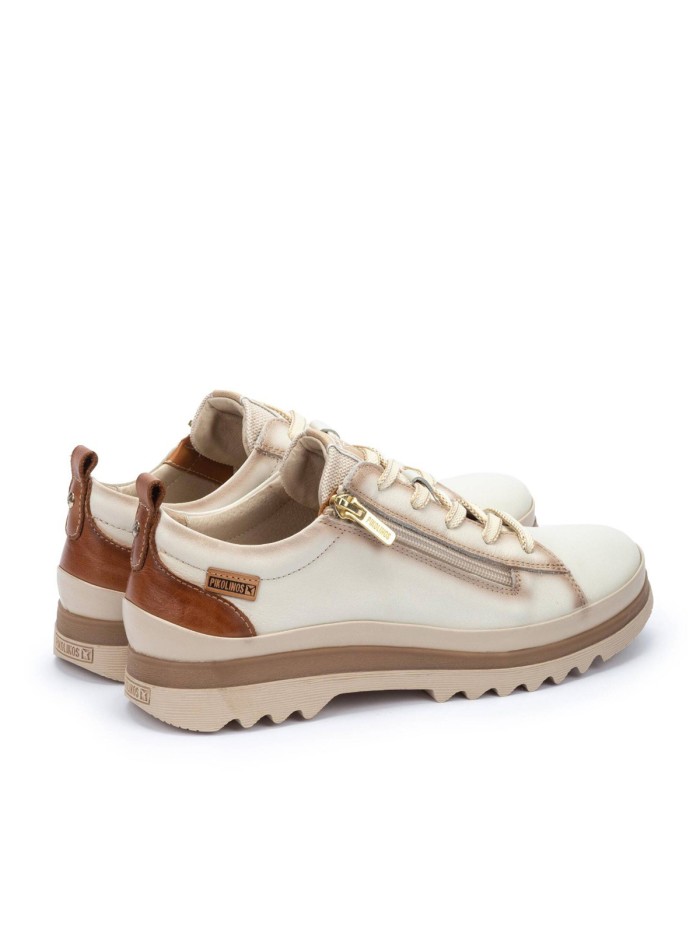 ZAPATOS DE MUJER CON CORDONES Y CREMALLERA BEIGE PIKOLINOS VIGO W3W-6979C1