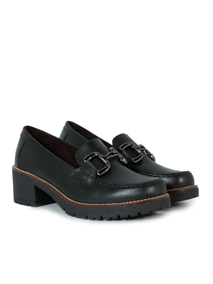 MOCASINES DE TACÓN PITILLOS MUJER 20220 NEGRO
